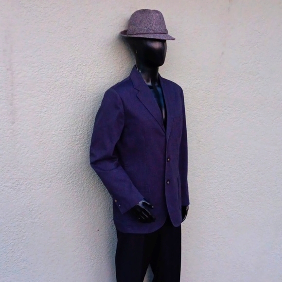 St.Johns Bay Men's Elegant Blue Pure Cotton (3) Buttoned Luxe Blazer